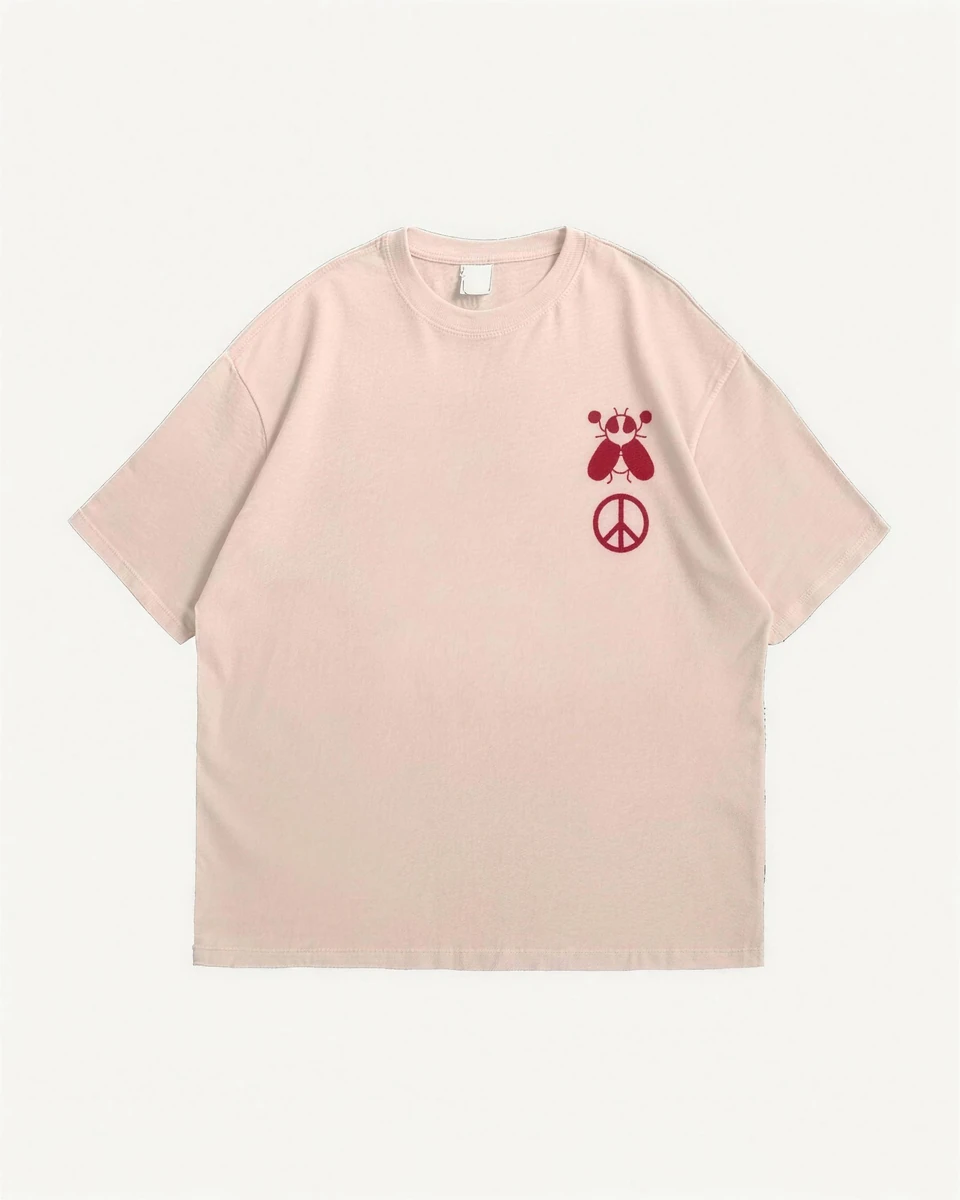 SACXESS x Peace Boxy Tee, front view.